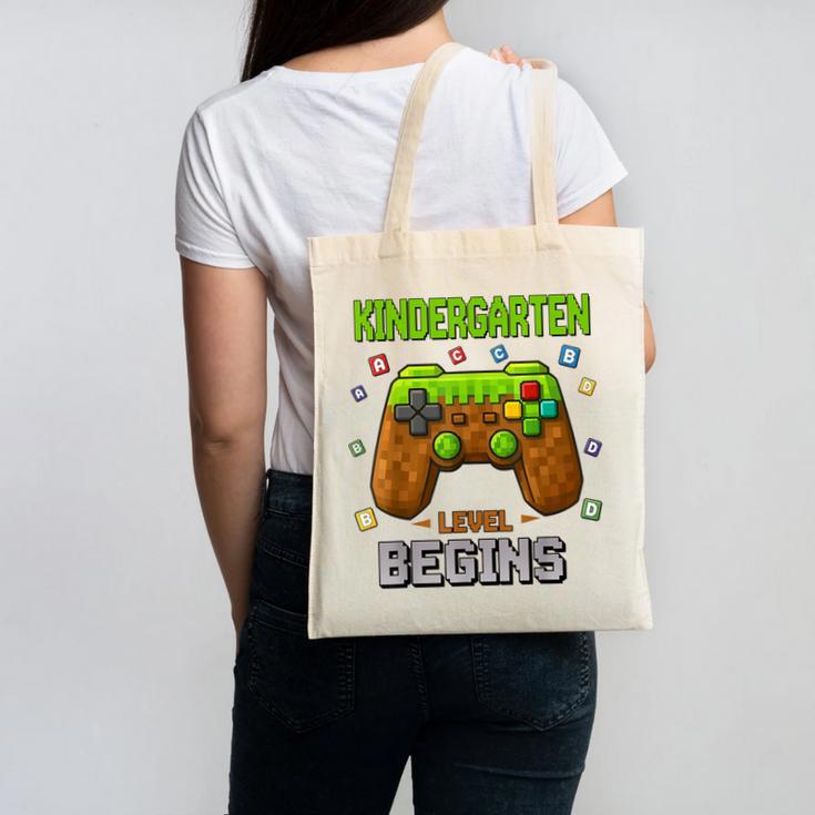 First Day Of Kindergarten Level Begins Back To School Canvas Tote Bag