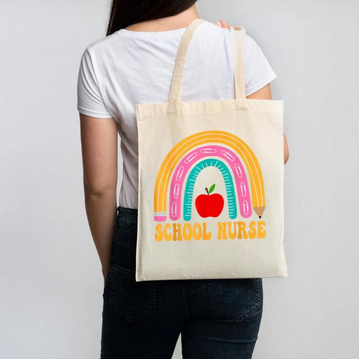 First Day Of School Nurse Back To School Rainbow Pencil Canvas Tote Bag