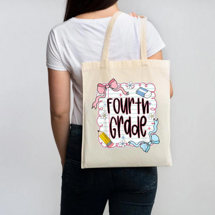 Fourth Grade Back To School For Girls Pink Notebook Canvas Tote Bag