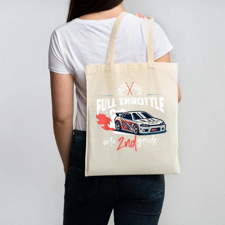 Full Throttle Into Second 2nd Grade Race Car Back To School Canvas Tote Bag