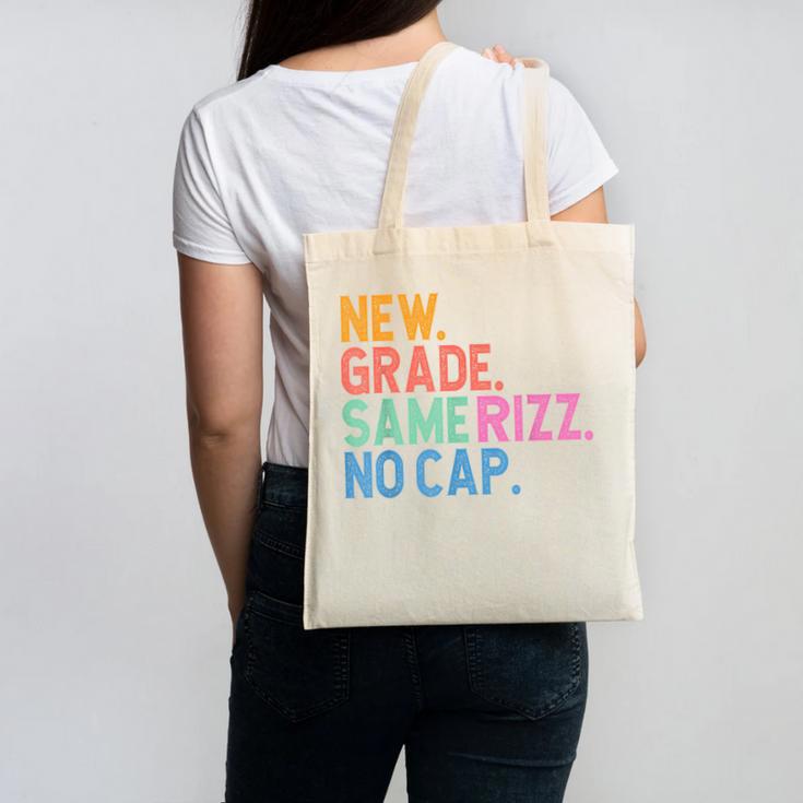 Gen Z Back To School New Grade Same Rizz No Cap Canvas Tote Bag