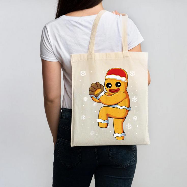 Gingerbread Man Baseball Christmas Canvas Tote Bag