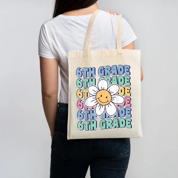 Groovy 6th Grade Back To School First Day Of Sixth Grade Canvas Tote Bag