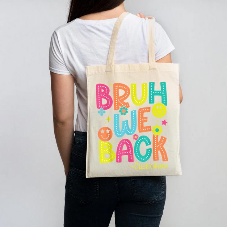 Groovy Custodian Bruh We Back To School Janitor Retro Canvas Tote Bag