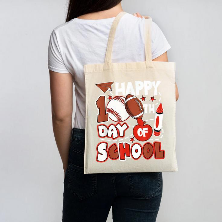 Happy 100 Days Of School Baseball Football PE Teacher Canvas Tote Bag