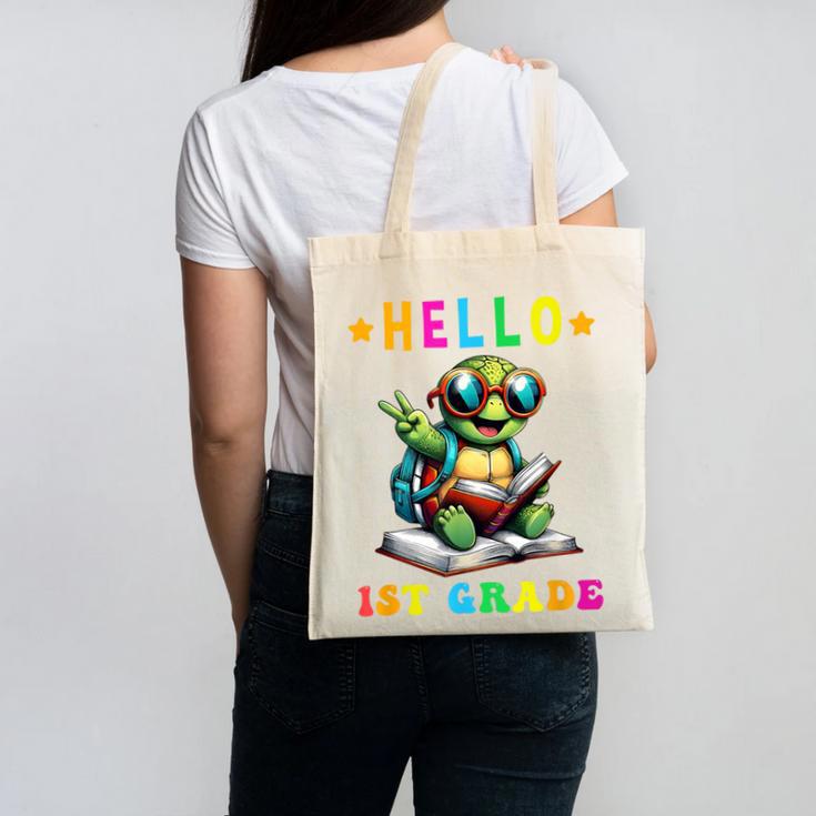 Hello 1st Grade Turtle Lovers Back To School Kids Boys Girls Canvas Tote Bag