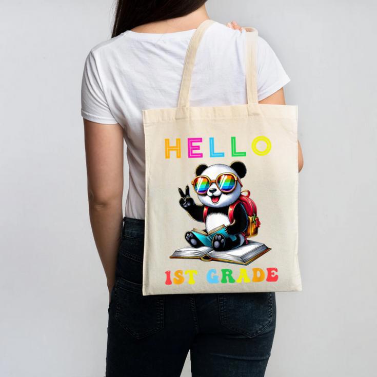 Hello First Grade Panda Lover Back To School Kids Boys Girls Canvas Tote Bag
