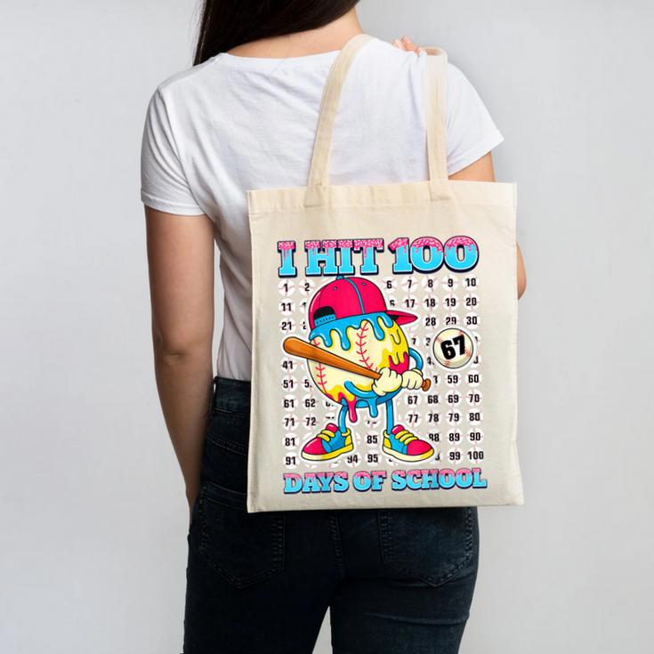 I Hit 100 Days Of School 67 Drip Baseball Boys Kids Canvas Tote Bag