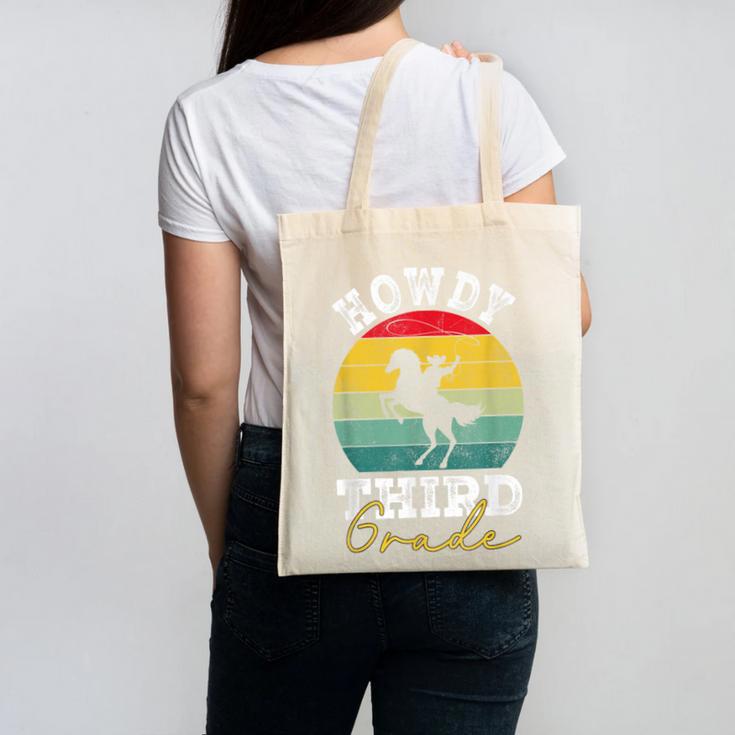Howdy 3rd Grade Cowboy Western Back To School Third Grade Canvas Tote Bag