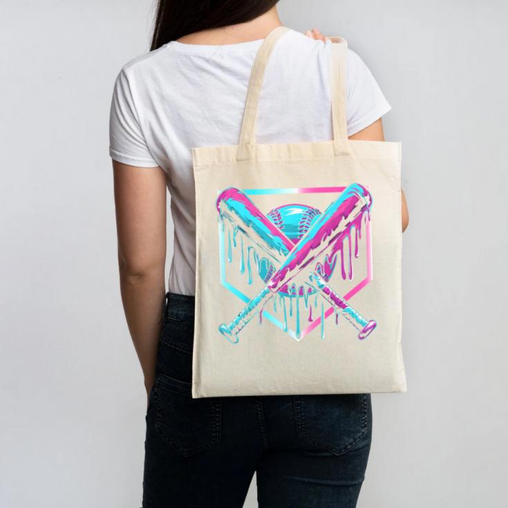 Ice Cream Baseball Drip Home Plate Bats Cool For Boys Youth Canvas Tote Bag