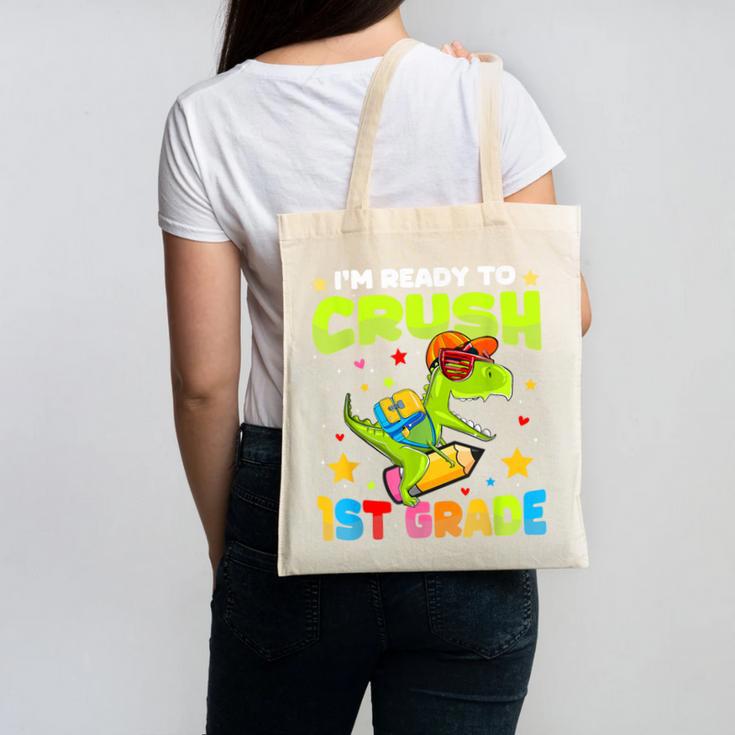 I'm Ready To Crush 1st Grade Dinosaurs Back To School Kids Canvas Tote Bag