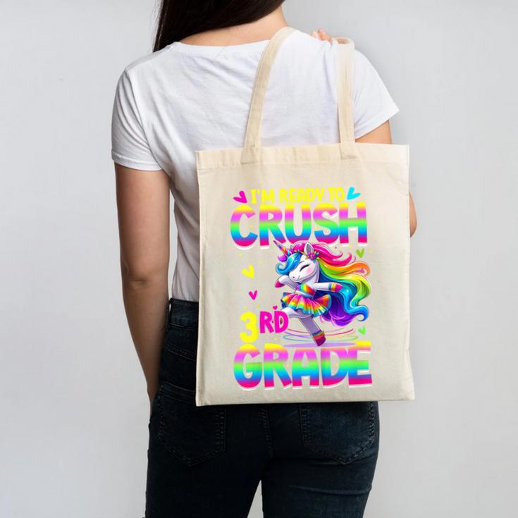 I'm Ready To Crush 3rd Grade Back To School Dancing Unicorn Canvas Tote Bag