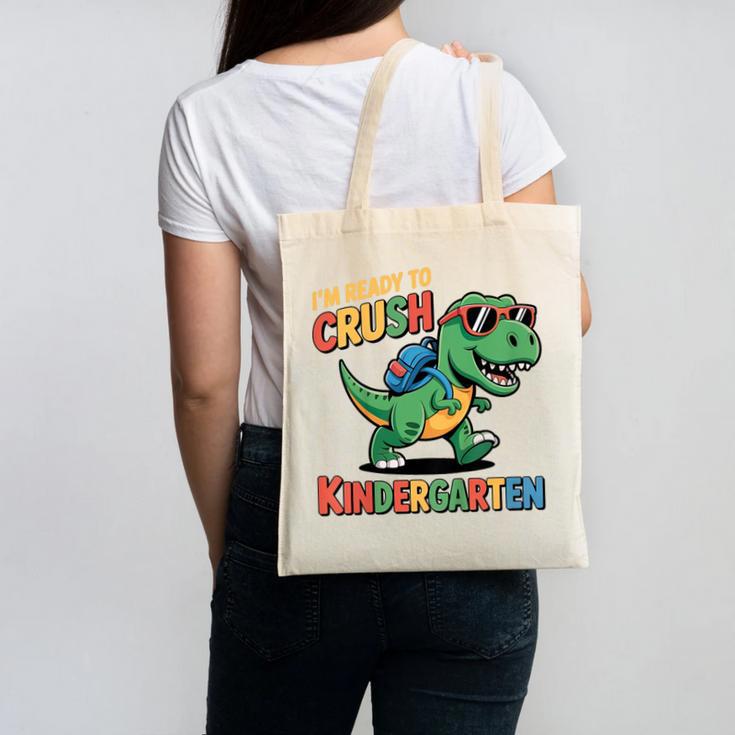 I'm Ready To Crush Kindergarten T-Rex Back To School Dino Canvas Tote Bag