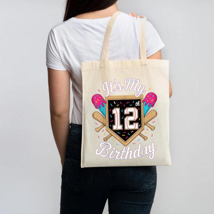 It's My 12th Birthday Baseball Fan Celebration Canvas Tote Bag