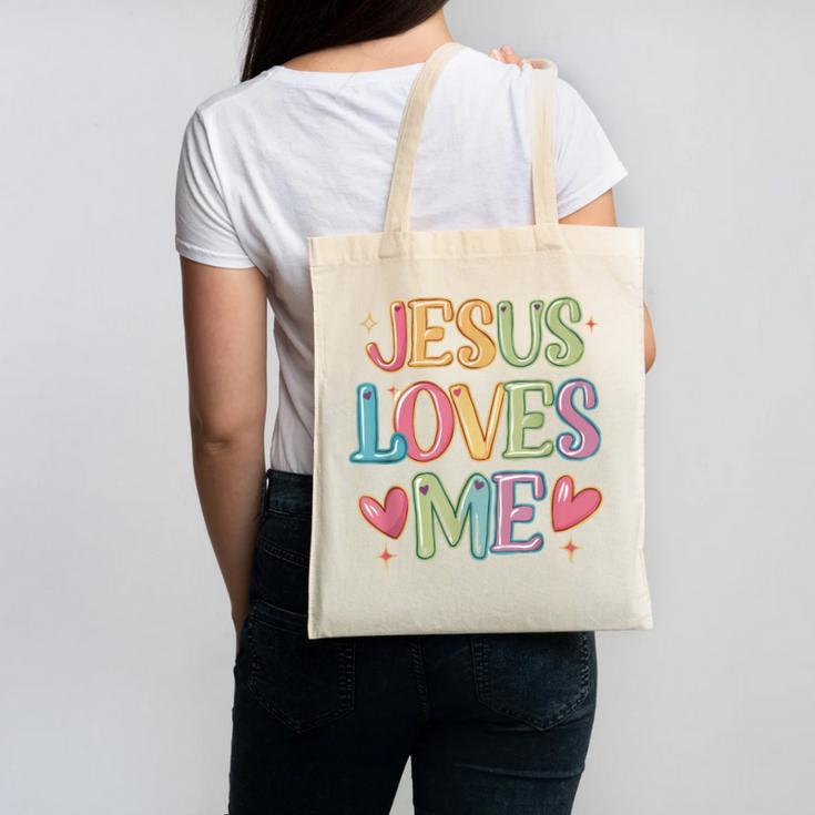 Jesus Loves Me Christian Kids Back To School Canvas Tote Bag