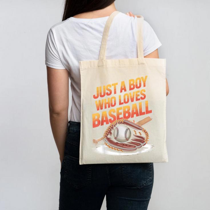 Just A Boy Who Loves Baseball Player Kids Canvas Tote Bag