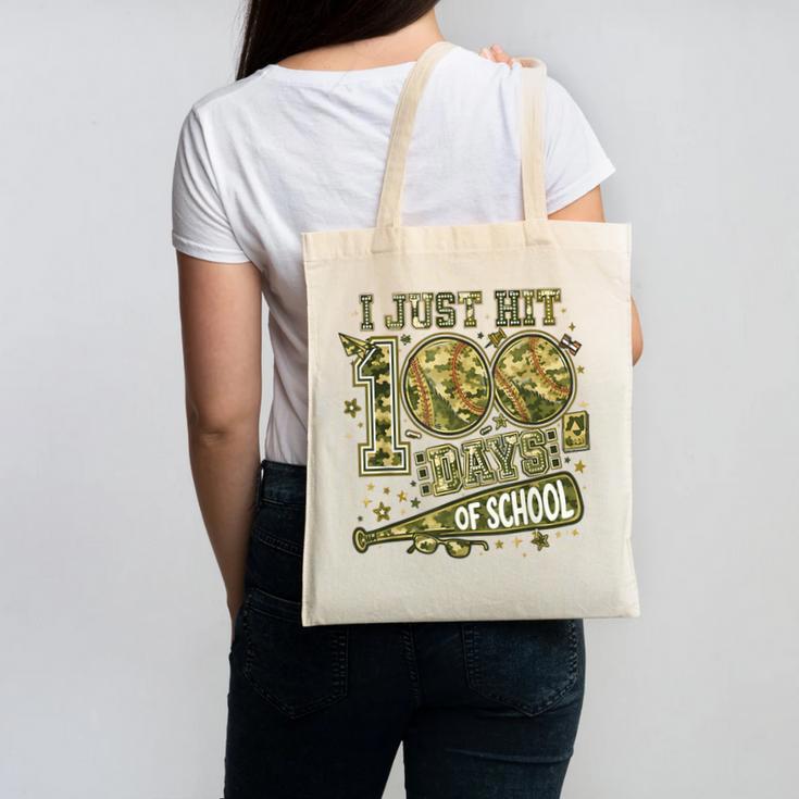 I Just Hit 100 Days Of School Camouflage Baseball Canvas Tote Bag