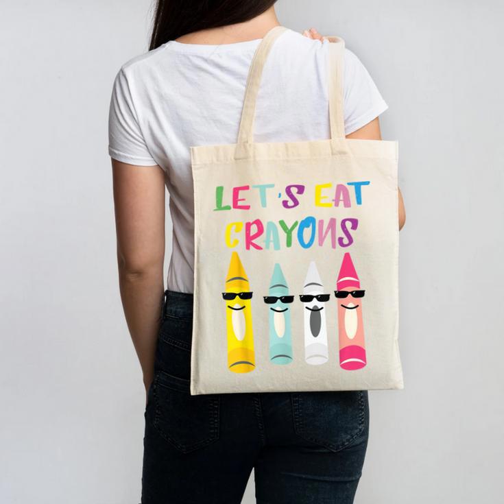 Kindergarten Back To School Crayons Let's Eat Crayon Canvas Tote Bag