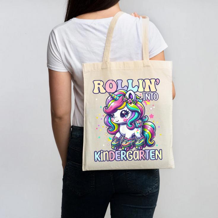 Kindergarten Back To School First Day Girls Rollin Unicorn Canvas Tote Bag