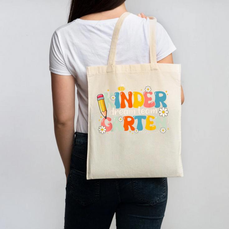 Kindergarten Dream Team Groovy Retro Children Back To School Canvas Tote Bag