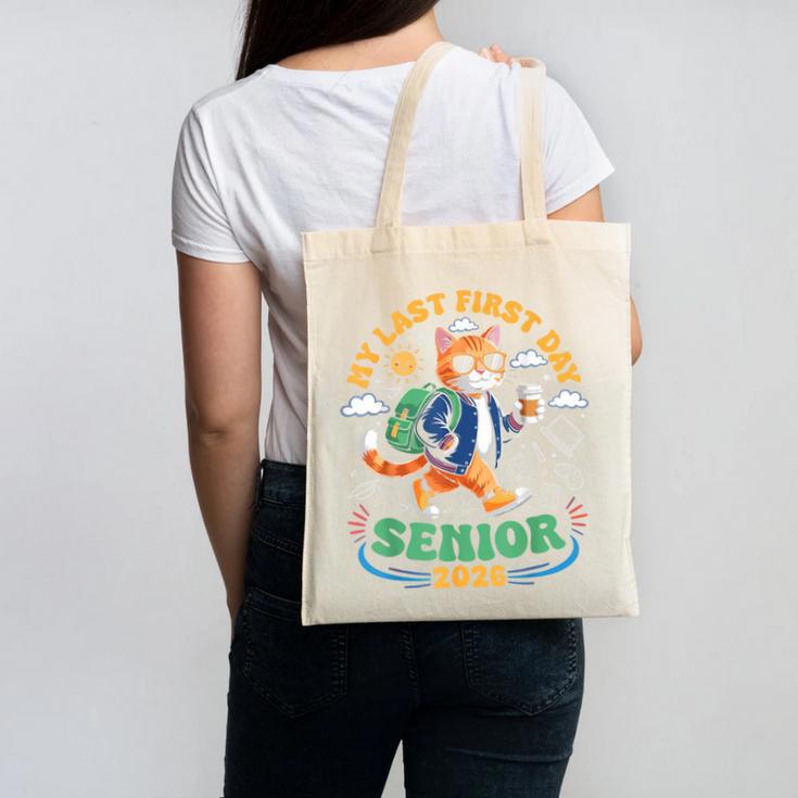 My Last First Day Senior 2026 Cat Back To School Canvas Tote Bag