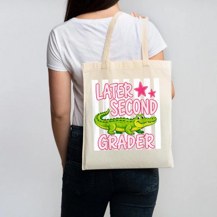 Later Second Grader Cute Alligator Back To School Graduation Canvas Tote Bag