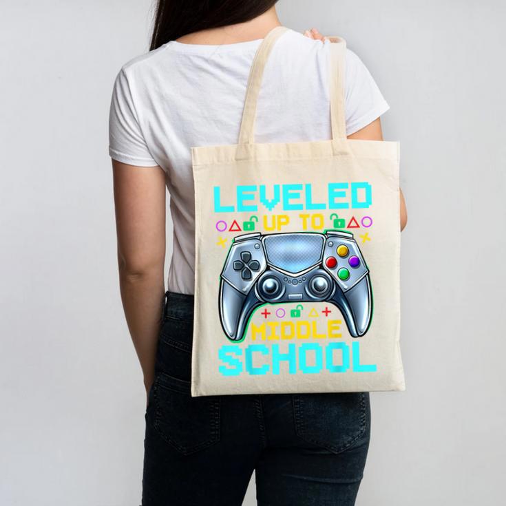 Leveled Up To Middle School Video Gamer Back To School Boys Canvas Tote Bag