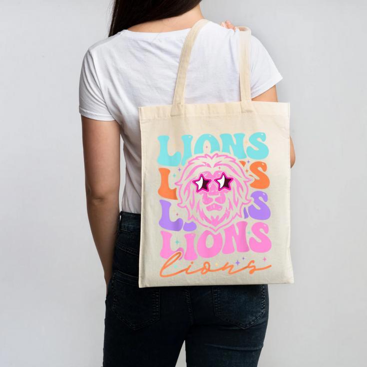Lion Mascot Back To School Spirit Sports Men Women Groovy Canvas Tote Bag