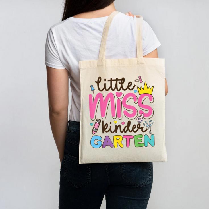 Little Miss Kindergarten First Day Back To School Girls Cute Canvas Tote Bag