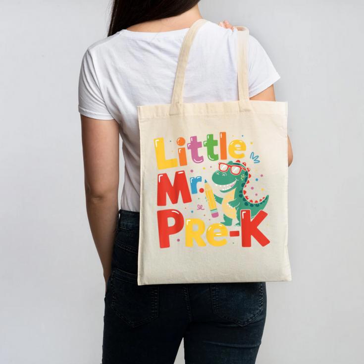 Little Mr Pre-K Dino Back To School Canvas Tote Bag