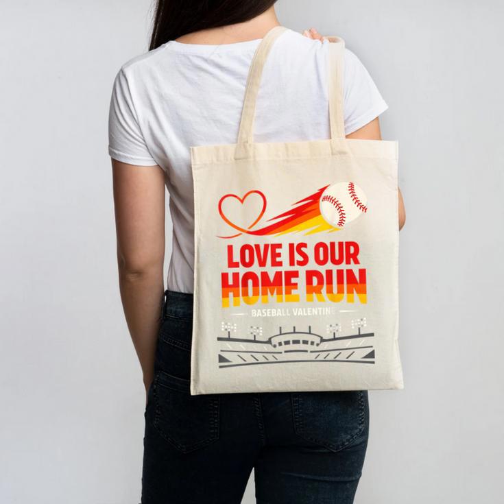 Love Is Our Home Run Baseball Valentine Couple Canvas Tote Bag