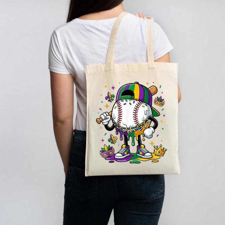 Mardi Gras Ice Cream Drip Baseball Carnival Party Mask Boys Canvas Tote Bag