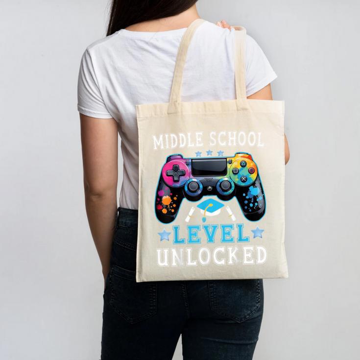Middle School Level Unlocked Gamer First Day Back To School Canvas Tote Bag
