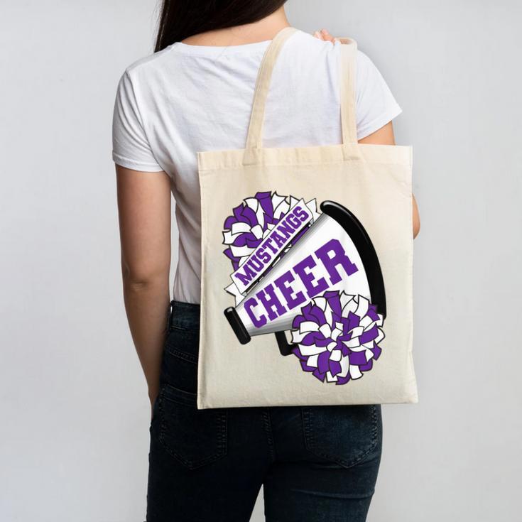 Mustangs Cheer Back To School Cheerleading Spirit P Canvas Tote Bag
