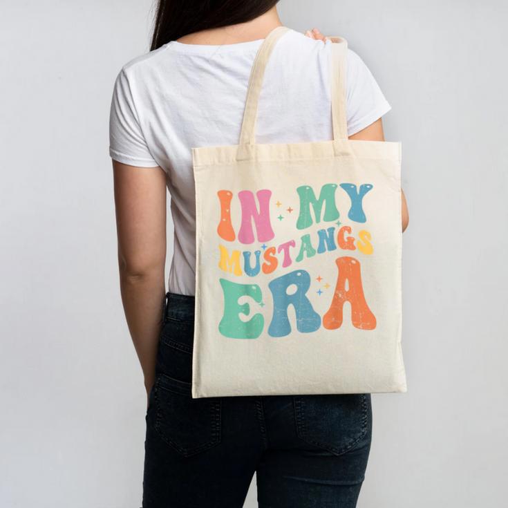 In My Mustangs Era Back To School Spirit Game Retro Groovy Canvas Tote Bag