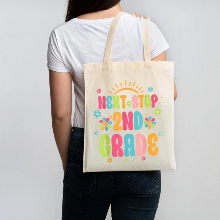 Next Stop 2nd Grade Groovy Retro Second Grade Back To School Canvas Tote Bag