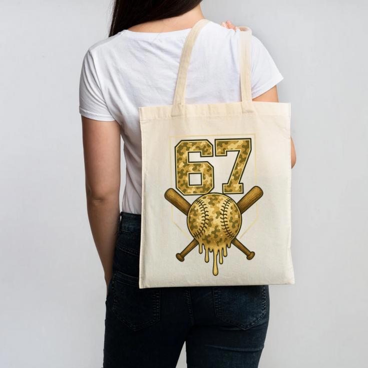 Number 67 Baseball Drip Camo Six Seven Meme Boys Kids Canvas Tote Bag