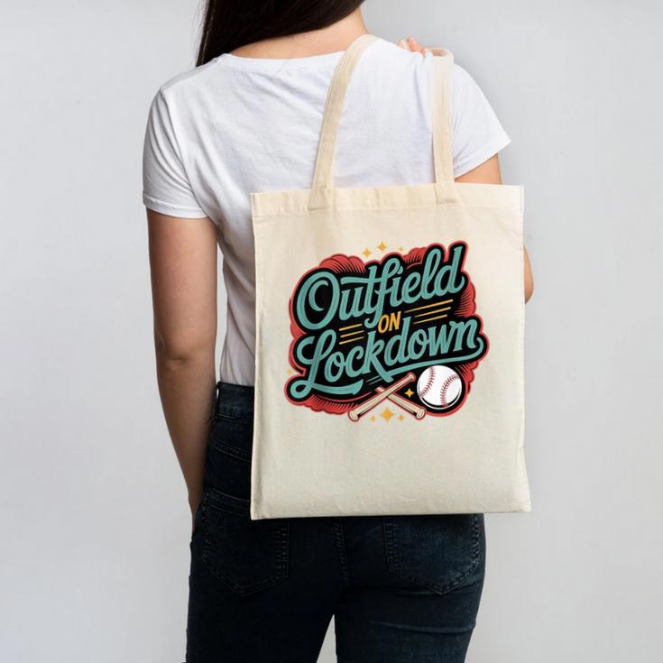 Outfield On Lockdown Baseball Defense Sports Canvas Tote Bag