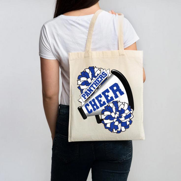 Panthers Cheer Back To School Cheerleading Spirit B Canvas Tote Bag
