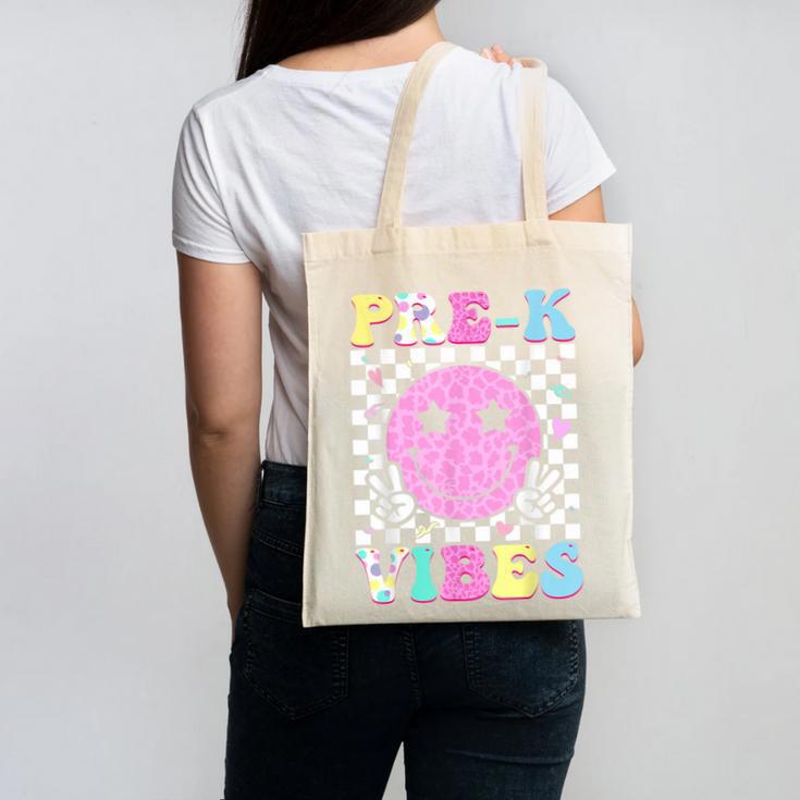 Pre-K Vibes Groovy Back To School PreK Preschool Girls Kids Canvas Tote Bag