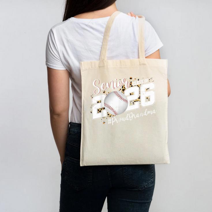 Proud Senior Grandma Class Of 2026 Baseball Graduate Leopard Canvas Tote Bag
