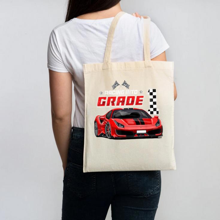 Racing Into 1st Grade Race Car Back To School Boys Canvas Tote Bag