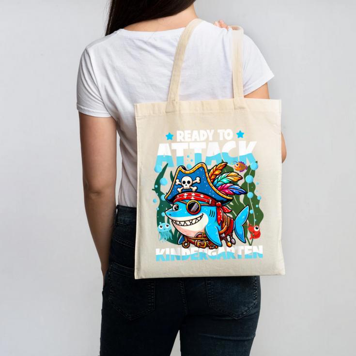 Ready To Attack Kindergarten Pirate Shark Back To School Canvas Tote Bag