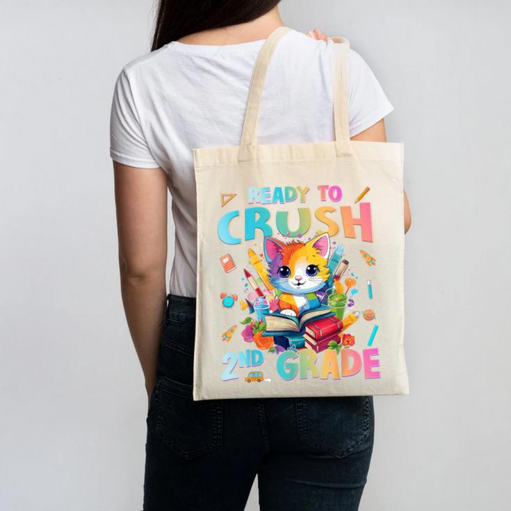 Ready To Crush 2nd Grade Back To School 2nd Grade Cat Kitten Canvas Tote Bag