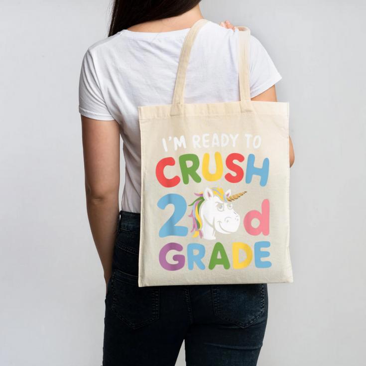 Im Ready To Crush 2nd Grade Boy Unicorn Back To School Canvas Tote Bag
