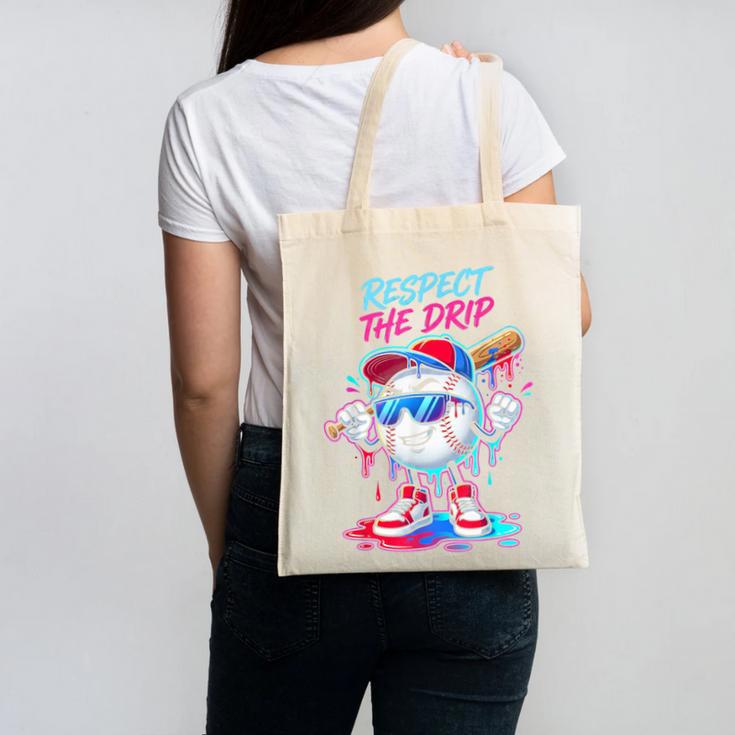 Respect The Drip Baseball Bat Sunglasses Mascot Canvas Tote Bag