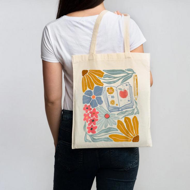 Retro Boho Flower Floral Back To School First Day Of School Canvas Tote Bag