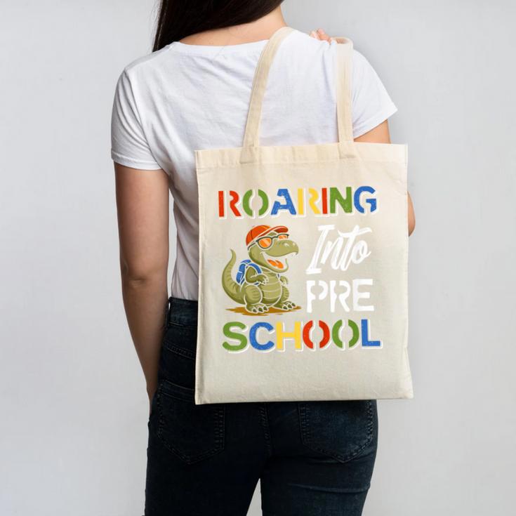 Roaring Into Preschool First Day Back To School Students Canvas Tote Bag