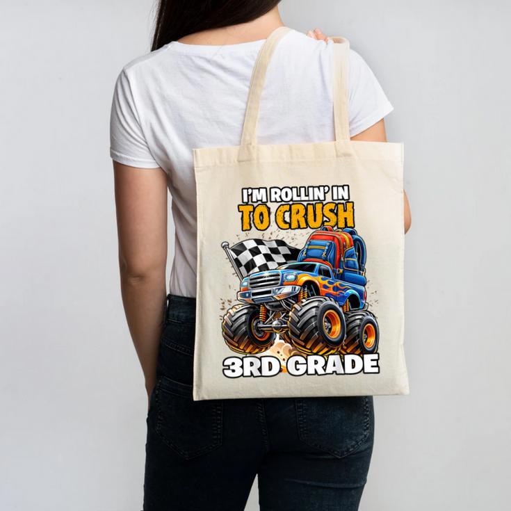 Rollin Crush Monster Truck Back To School 3rd Grade Boys Canvas Tote Bag