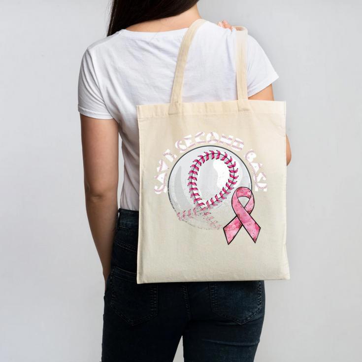 Save 2nd Base Breast Cancer Awareness Pink Ribbon Baseball Canvas Tote Bag